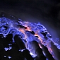 Blue Lava Flows Create Surreal Alien Landscape Around Indonesian Volcano