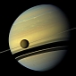 Cassini Images Titan and Saturn Together
