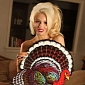 Courtney Stodden Wears Nothing but Cardboard Turkey Cutout, Poses for the Camera