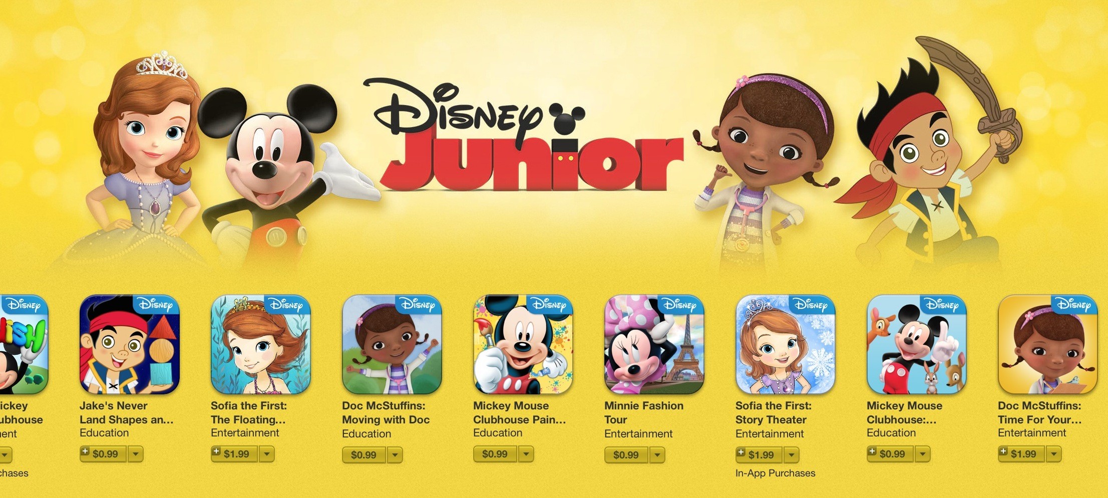Disney Junior Apps, Discounted in the AppStore