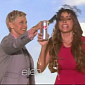 Ellen DeGeneres Breaks Bottles on Sofia Vergara’s Head – Video