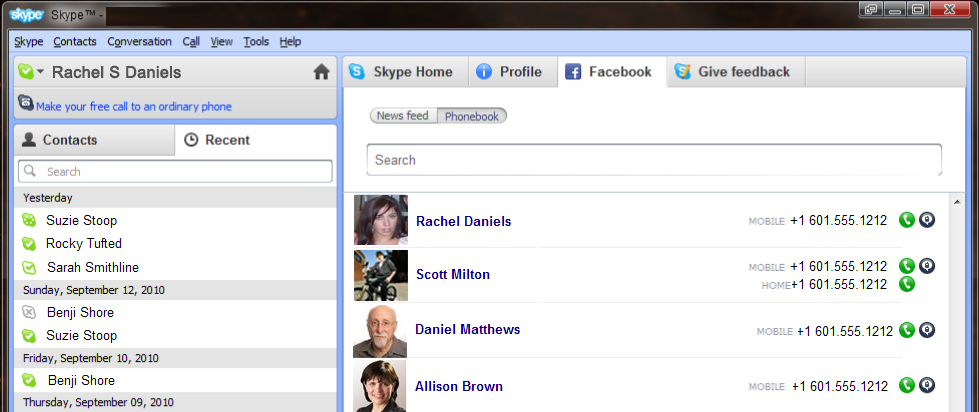 Chat facebook from skype