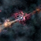 Huge Gamma-Ray Burst Lights Up Ancient Galaxy