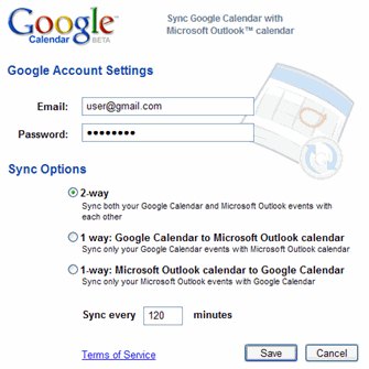 work with your google calendar in outlook 2010