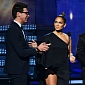 Grammys 2013: Jennifer Lopez Saves Adele from Grammy Crasher – Video