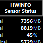 HWiNFOMonitor Gadget Displays HWiNFO Sensor Data