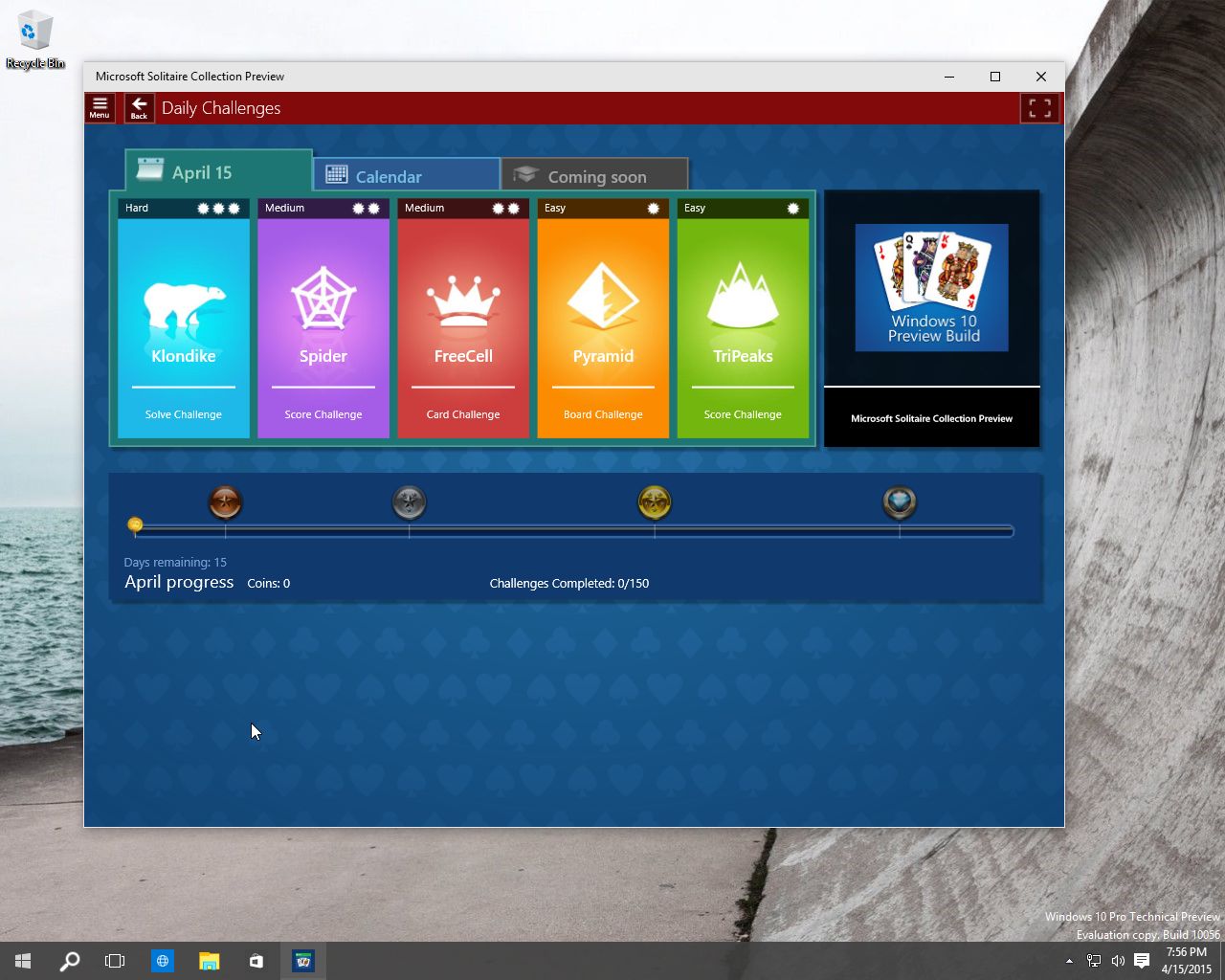 Hands On With Solitaire In Windows 10 Build 10056