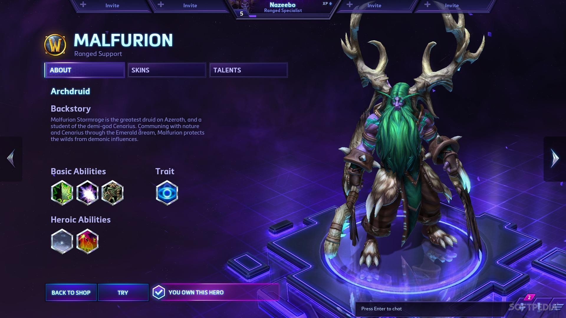Play as Malfurion in HotS.