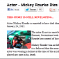 Hoax Alert: Actor Mickey Rourke Dies in Snowboarding Accident