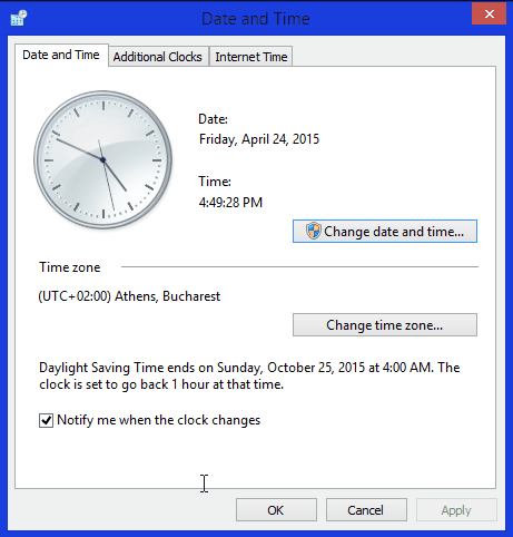 change to analog clock windows 10
