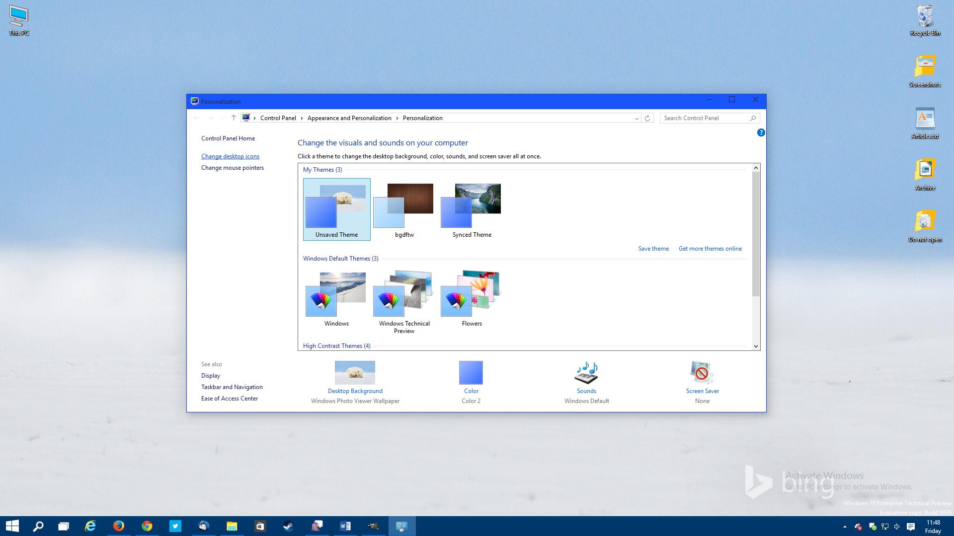 change windows 10 desktop icon text color