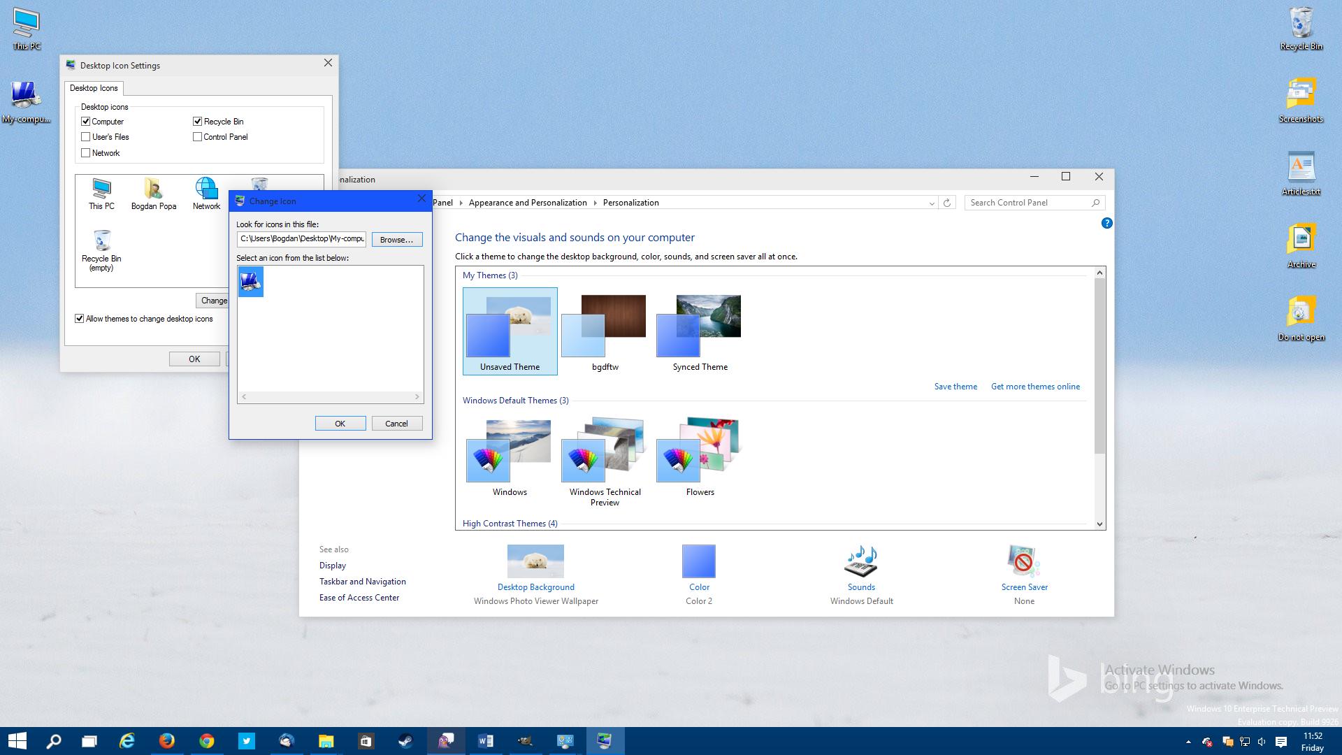 cool desktop icons windows 10