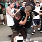 Huntington Beach Riot Caught on Video, Mob Tips Porta-Potties Over