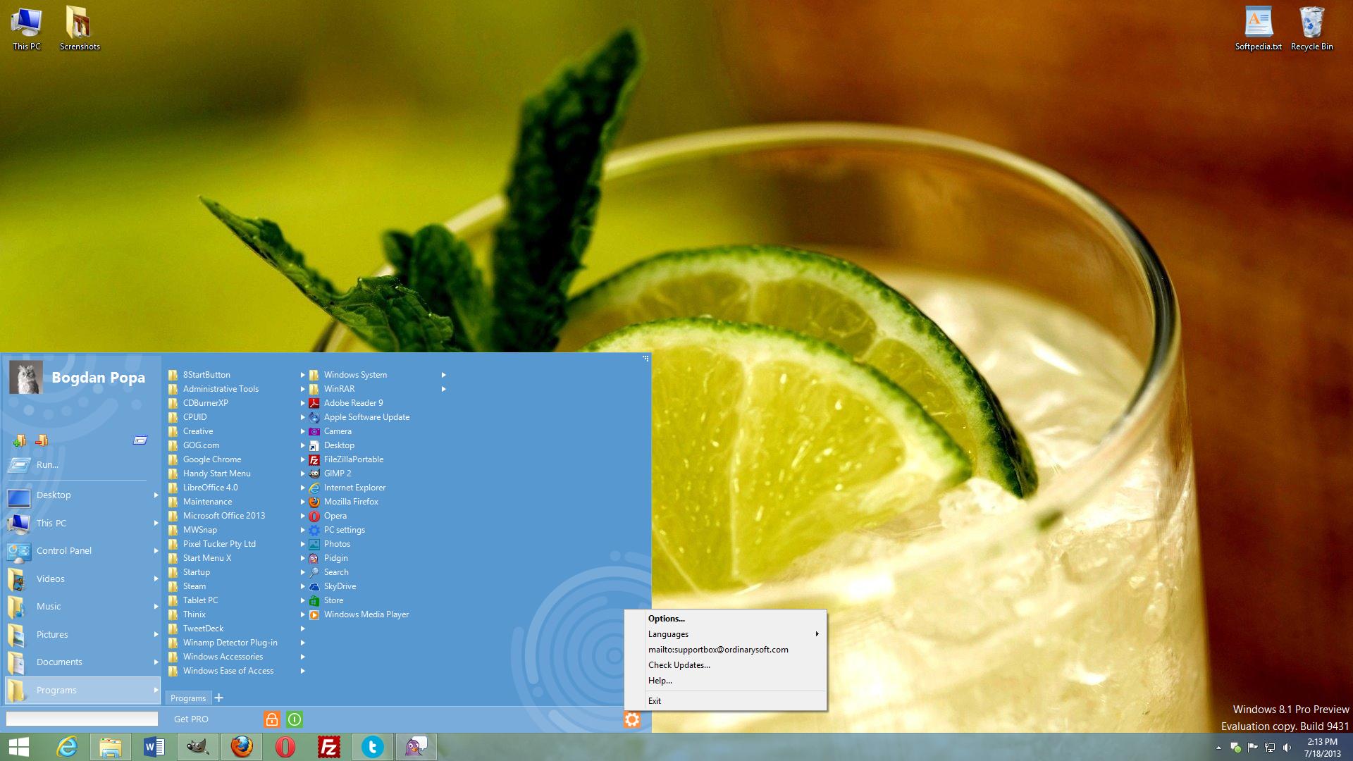 windows 8 entrer dans le créateur de menu