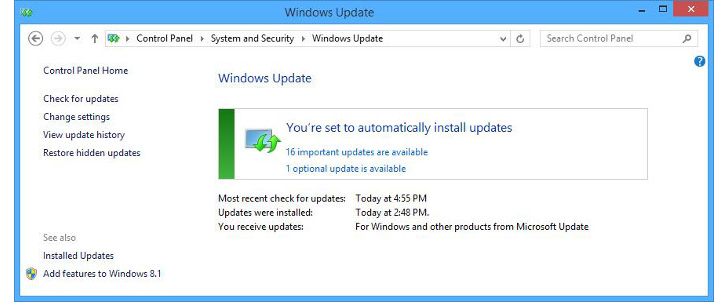 l'aggiornamento non è all'altezza dell'installazione in Microsoft 7