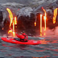 Kayakers Paddle Surrounded by Lava, Near Active Volcano in Hawaii – Video