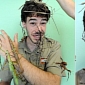 Man Covers His Face with Stick Bugs to Celebrate New Habitat