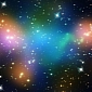 Merging Galaxy Cluster Imaged with Two Telescopes