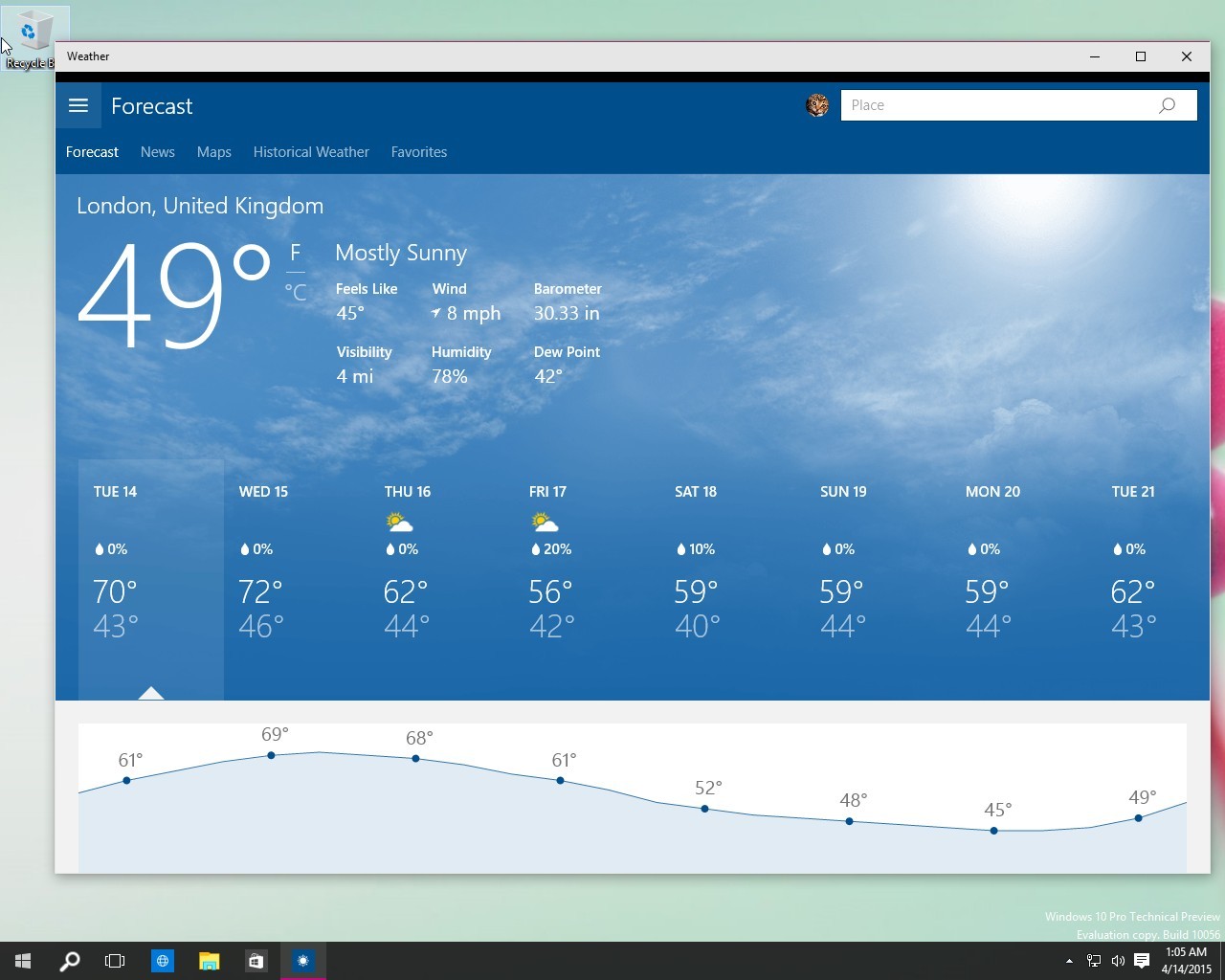 Microsoft Releases New Weather App for Windows 10 with Hamburger Button.