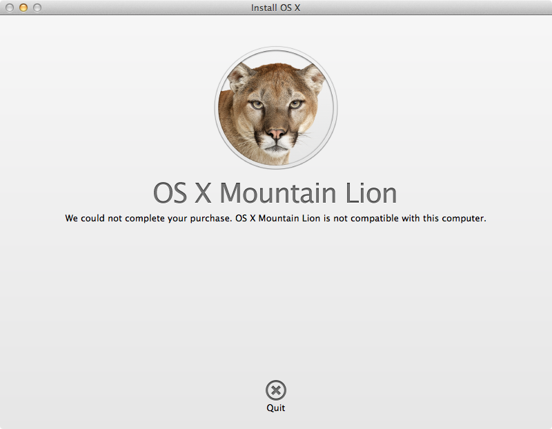 mac os x mountain peak lion install error