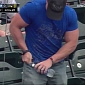 Muscular Guy Struggles with Opening Water Bottle at Mets-Royals Game