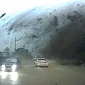 Near Miss: Boulder Almost Squashes Car in Taiwan Mudslide