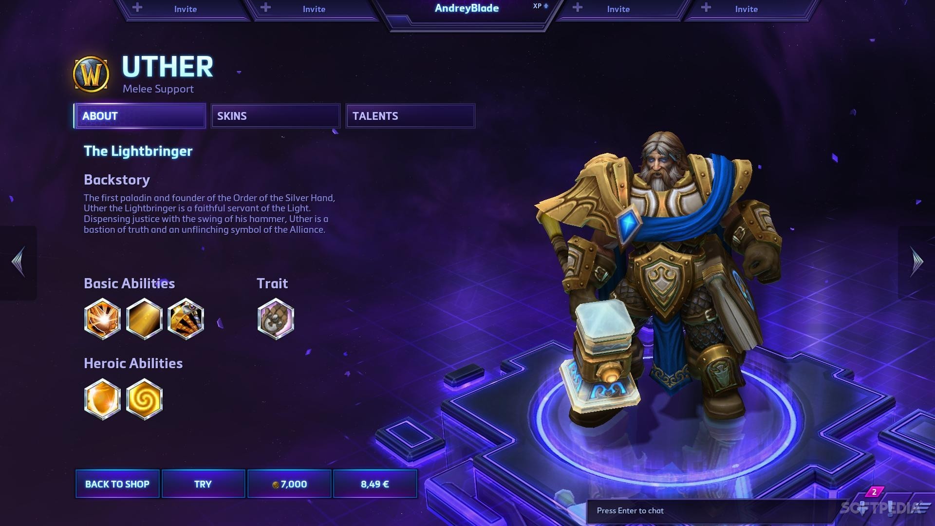 Uther is free in HotS for this week.