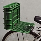 Old Milk Crates Converted into Green Bike Seats