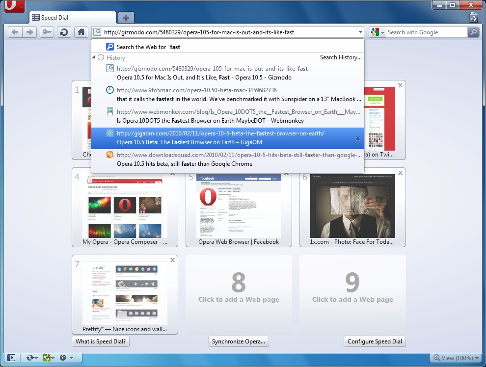 Opera 10.50 Final for Windows 7 Download Here