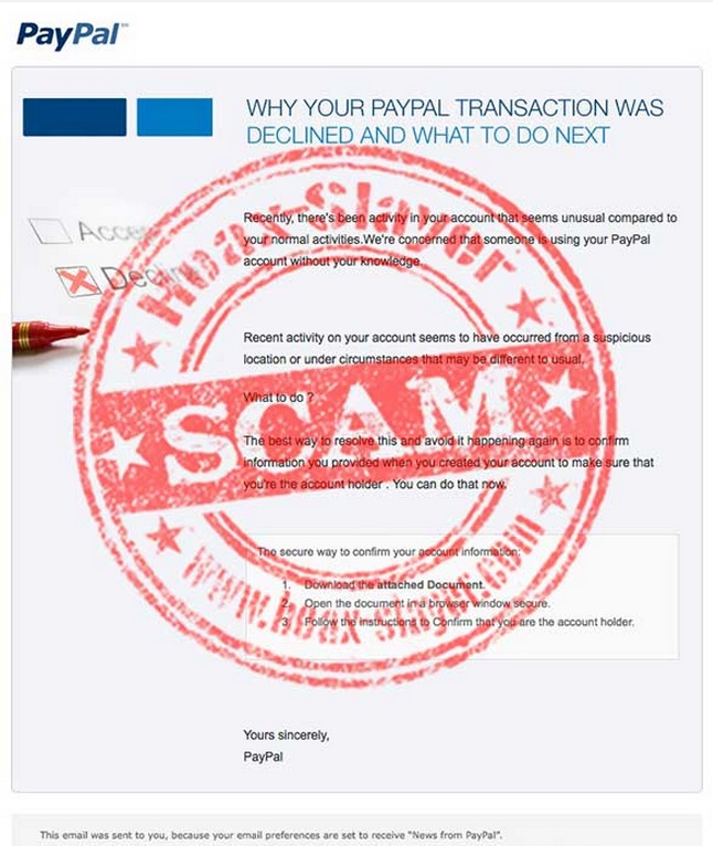 paypal unauthorized transaction scam