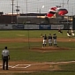 Skydiver Opening Minor League Game Kicks Baseball Player in the Face