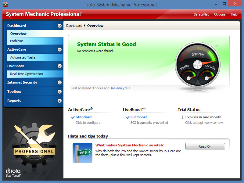 system mechanic pro 17 liveboost not working