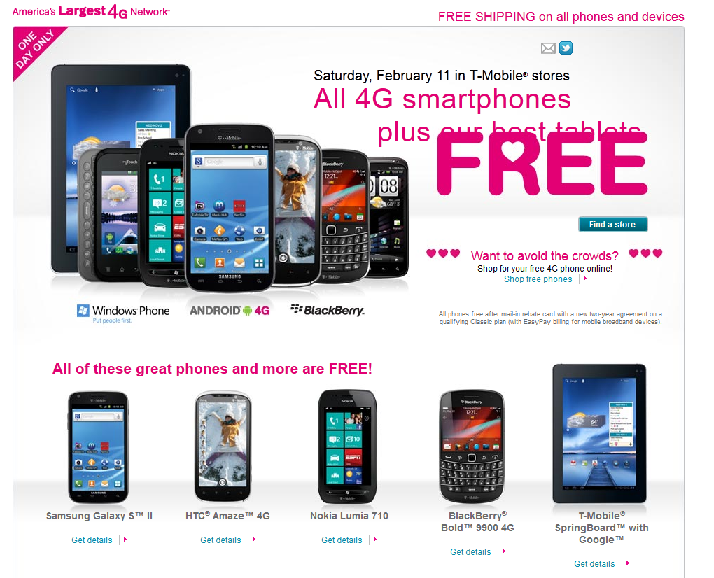 TMobile Announces All Phones Free on February 11th