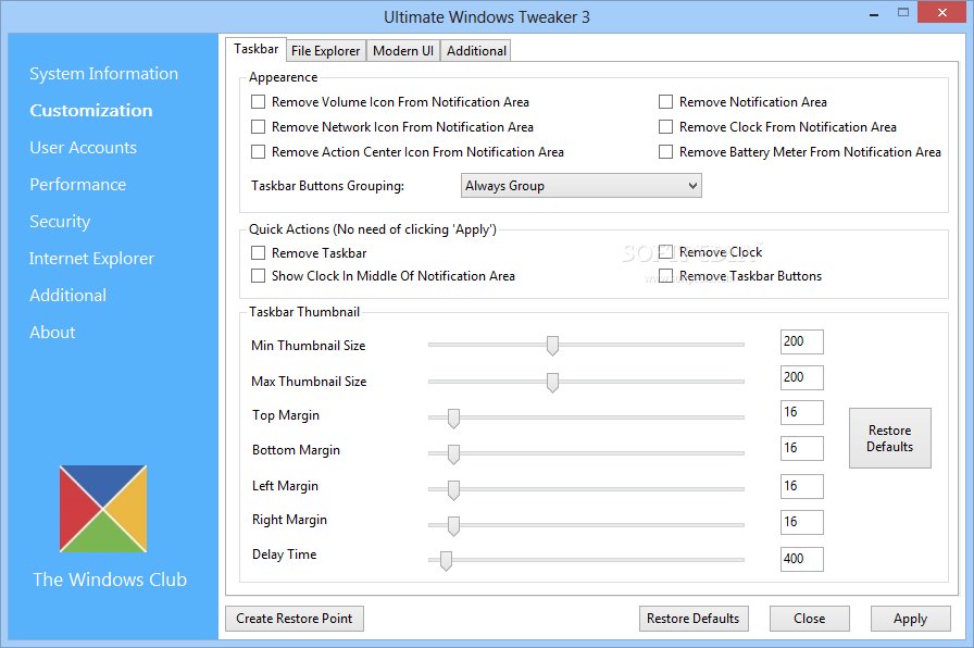 Ultimate Windows Tweaker 5.1 for windows instal free