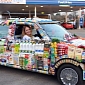 Unusual Vehicle Entirely Covered in Grocery Travels Across Britain