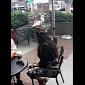 Woman Wears Bird's Cage on Her Head at Venice Beach Starbucks