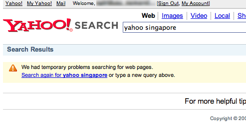 Yahoo Search Is Unavailable