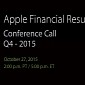 Apple's Q4 2015 Financial Results Conference Call Scheduled for October 27
