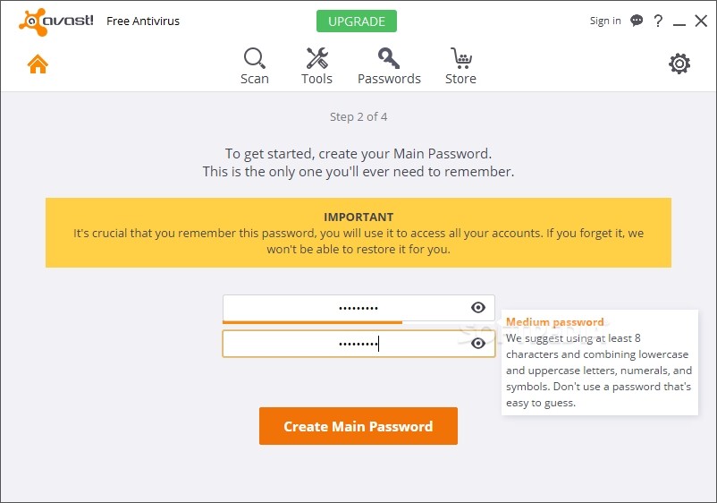 avast password manager forgot password