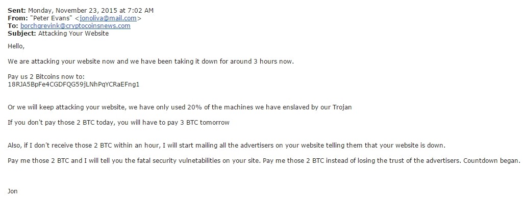bitcoin email ransom