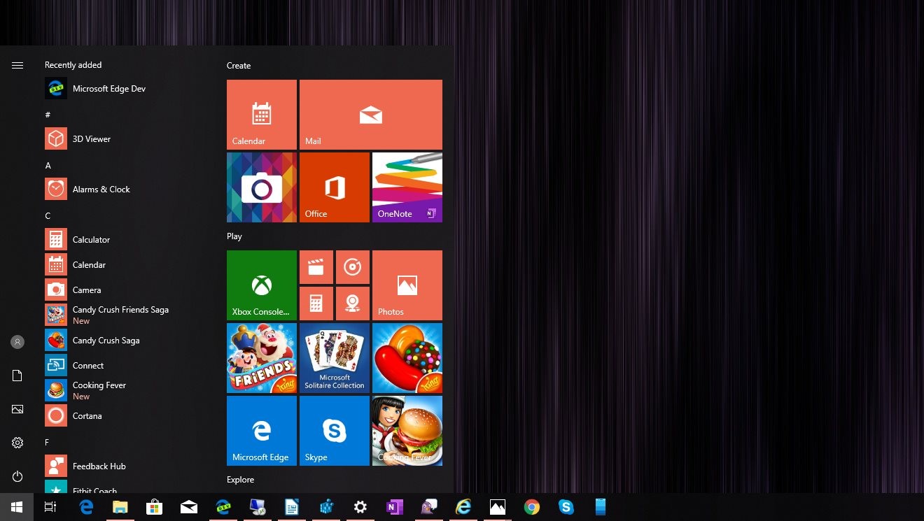My current Start menu with an orange accent color