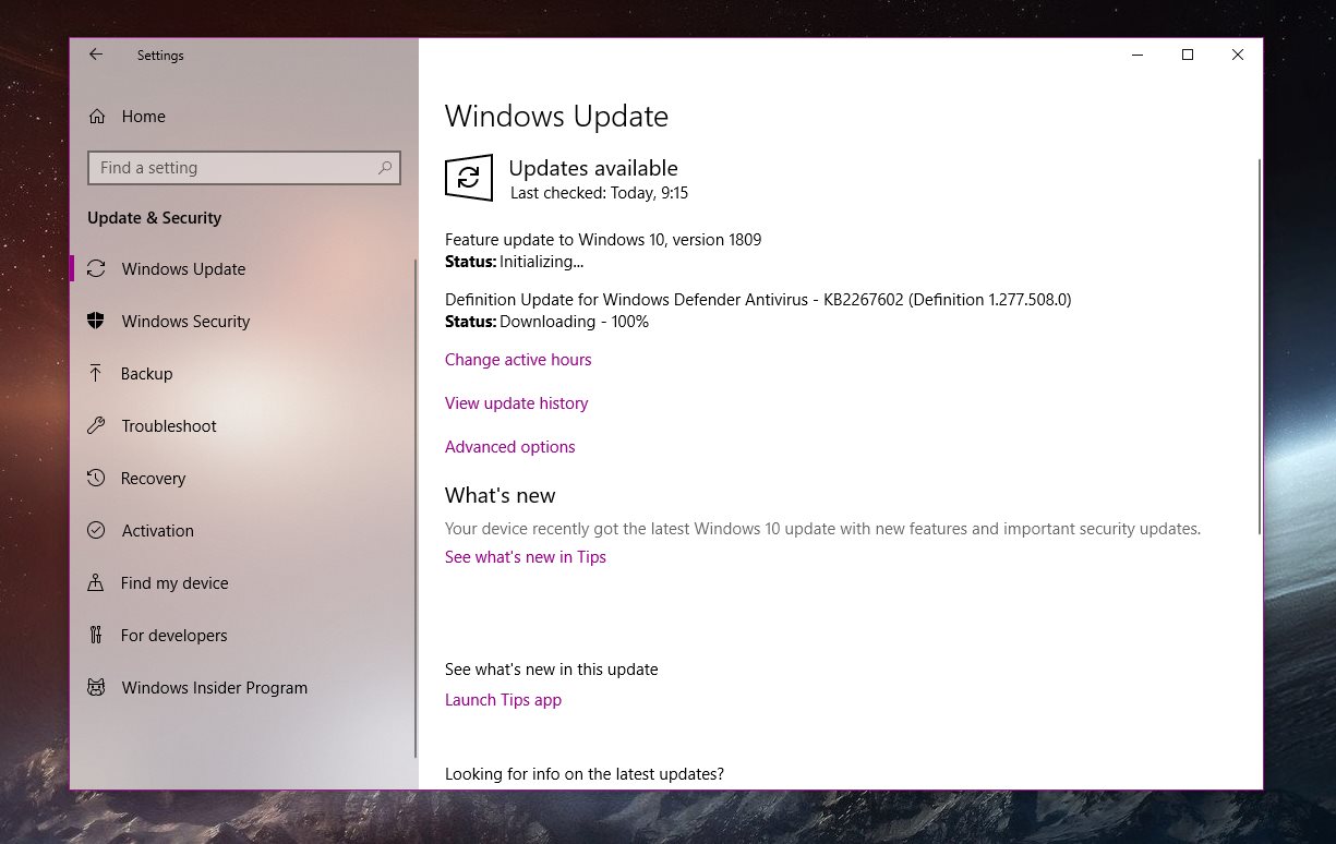 windows updates pending download