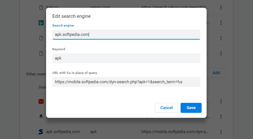 Search engines in Google Chrome