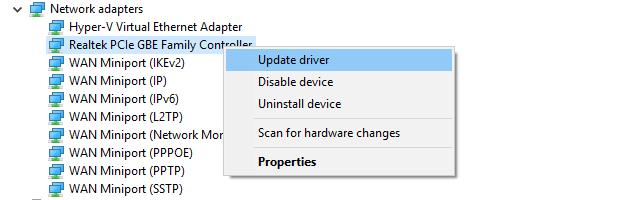 Updating drivers in Device Manager