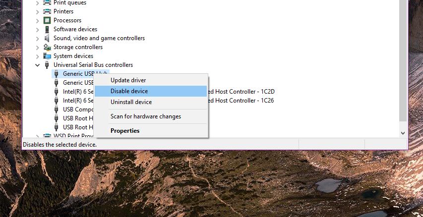 Disabling drives in Device Manager