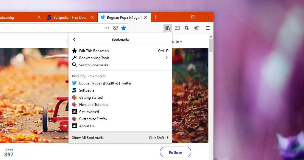 The bookmarks menu in Firefox