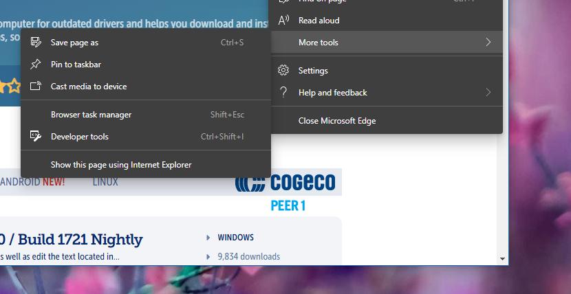 Pinning a page in Microsoft Edge