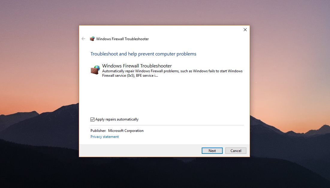 download windows firewall troubleshooter