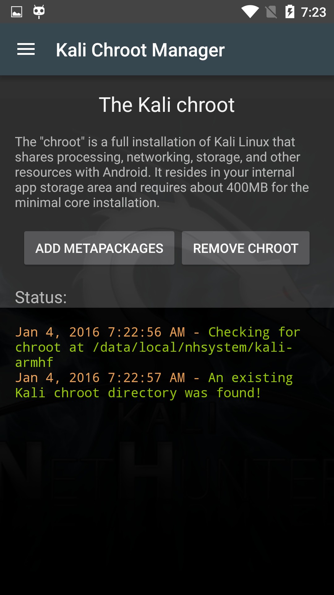 how to update kali linux nethunter on android