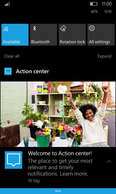 Leak Reveals Windows 10 Mobile Redstone 2s Action Center